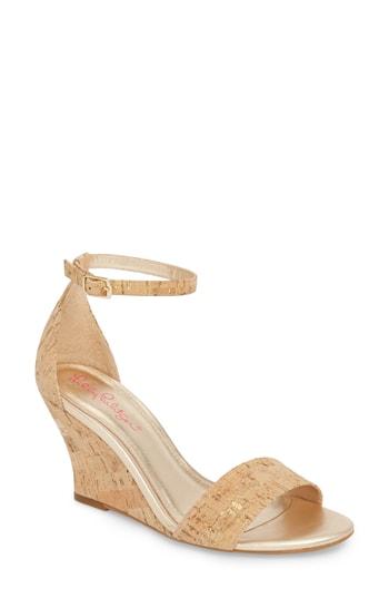 Women's Lilly Pulitzer Bridgette Wedge Sandal M - Brown