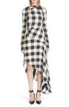 Women's Monse Asymmetrical Gingham Dress - Black