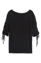 Women's Gibson Tie Sleeve Cozy Fleece Top, Size - Black