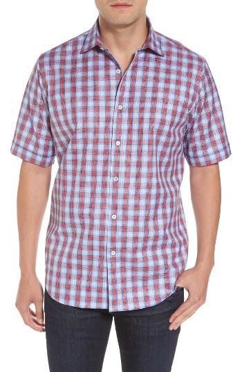 Men's Bugatchi Classic Fit Sport Shirt, Size - Red