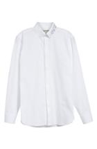 Men's Gucci Love Poem Embroidered Collar Button-down Shirt .5 - White