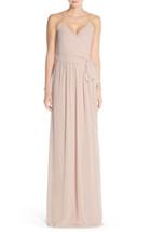 Women's Ceremony By Joanna August 'dc' Halter Wrap Chiffon Gown - Beige