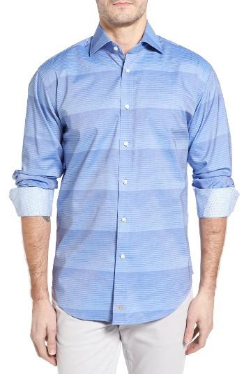 Men's Thomas Dean Classic Fit Graduated Stripe Sport Shirt
