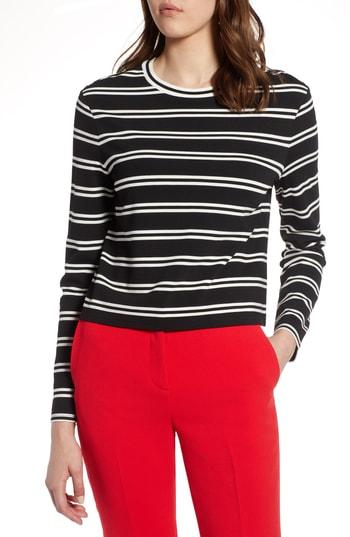 Women's Halogen Stripe Knit Top - Black