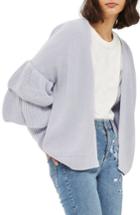 Women's Topshop Layered Ruffle Sleeve Cardigan Us (fits Like 0-2) - Purple