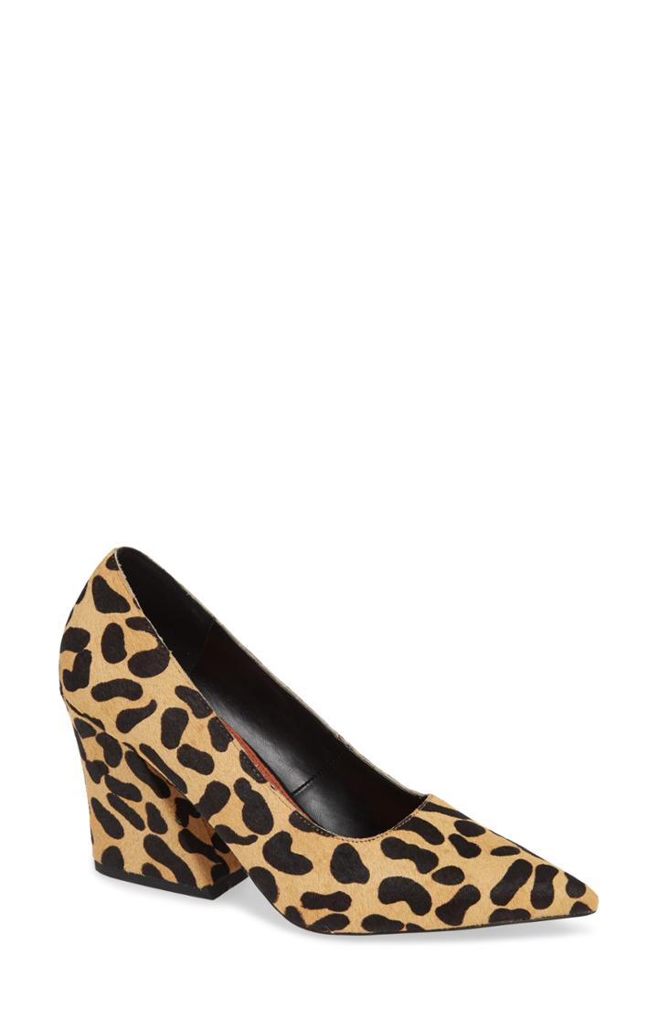 Women's Topshop Ginny Flare Genuine Calf Hair Block Court Shoe .5us / 39eu M - Brown