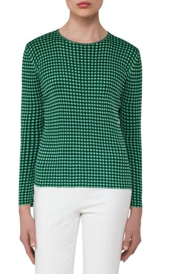 Women's Akris Check Jacquard Knit Silk Top - Green