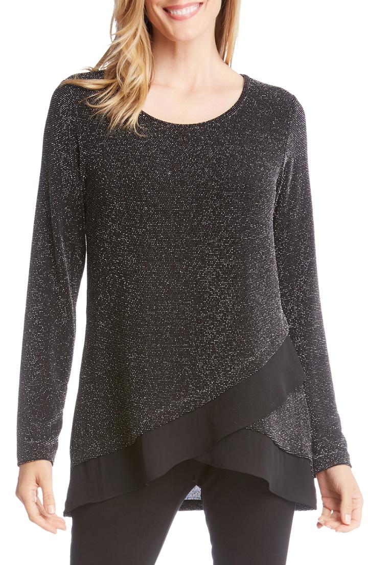 Women's Karen Kane Sheer Hem Top - Metallic