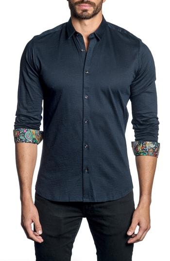 Men's Jared Lang Paisley Cuff Sport Shirt - Blue