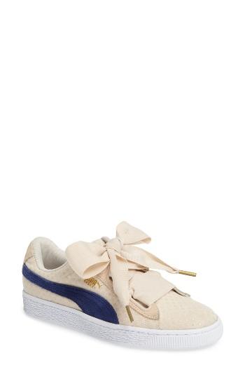 Women's Puma Basket Heart Sneaker M - Beige