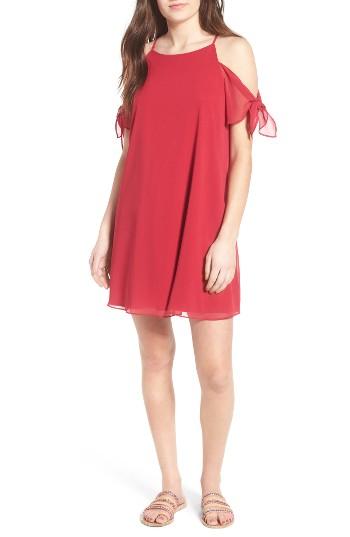 Women's Soprano Tie Sleeve Cold Shoulder Dress - Pink