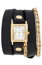 Women's La Mer Collections Leather & Chain Wrap Watch, 19mm