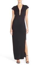 Women's Fraiche By J Plunge Neck Jersey Maxi Dress - Black