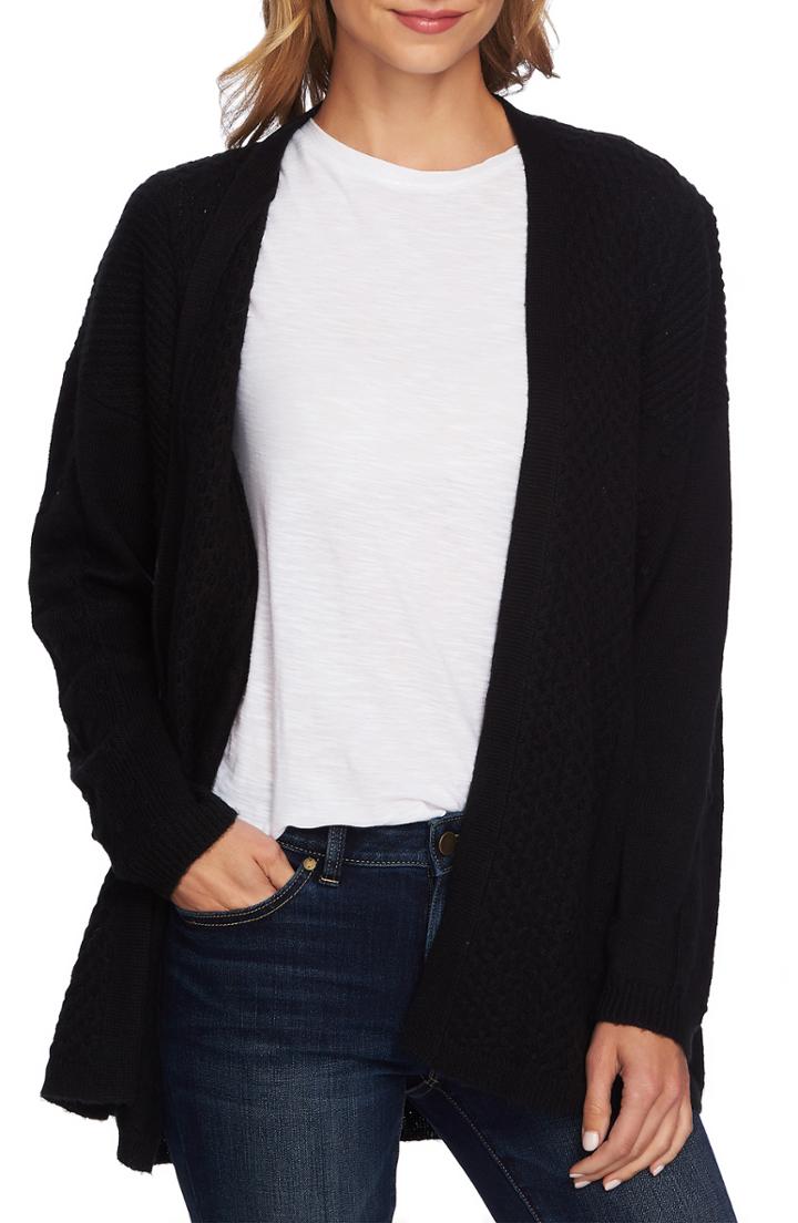 Women's Cece Multistitch Cardigan - Black