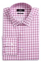 Men's Boss Sharp Fit Plaid Dress Shirt .5r - Pink