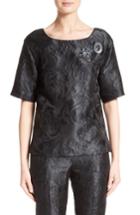 Women's St. John Collection Avani Rose Jacquard Top - Black