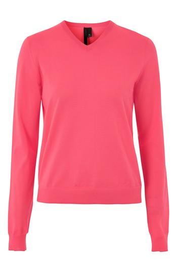 Women's Topshop By Boutique V-neck Sweater Us (fits Like 0) - Pink