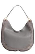 Sole Society Suede Trim Faux Leather Hobo - Grey
