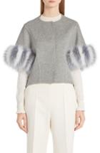 Women's Fendi Cashmere & Genuine Fox Fur Jacket Us / 46 It - Green