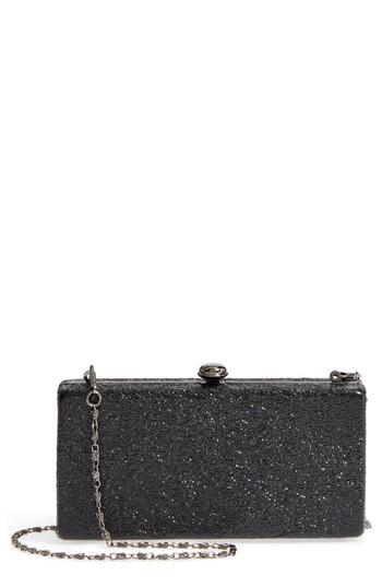 Sole Society Clio Glitter Box Clutch - Black