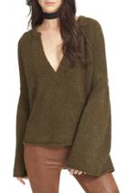 Women's Free People Lovely Lines Bell Sleeve Sweater, Size - Green