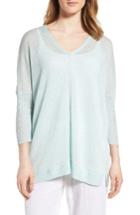 Women's Eileen Fisher V-neck Sheer Linen Pullover
