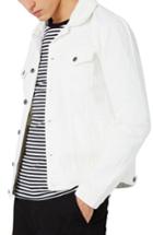 Men's Topman White Denim Western Jacket, Size - White