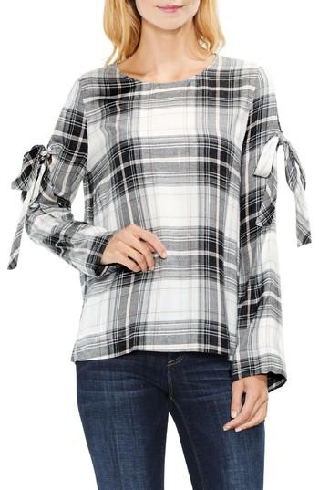 Women's Two By Vince Camuto Linearscape Plaid Tie Sleeve Blouse - Pink