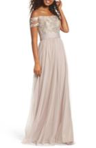 Women's Amsale Ireland Embellished Off The Shoulder Gown