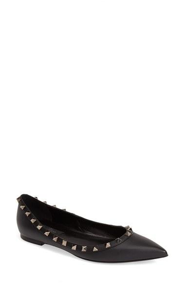 Women's Valentino 'rockstud' Flat Us / 39eu - Black