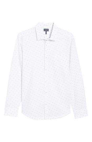 Men's Good Man Brand Trim Fit Geometric Sport Shirt - White