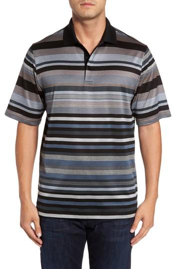 Men's Bugatchi Classic Fit Stripe Polo, Size - Black