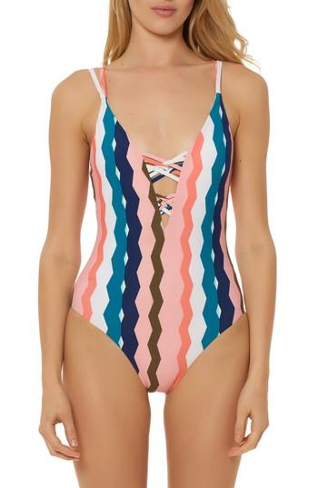 Women's Red Carter Strappy Plunge One-piece Swimsuit - Pink
