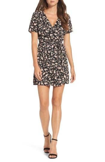 Women's Bardot Floral Wrap Dress - Black