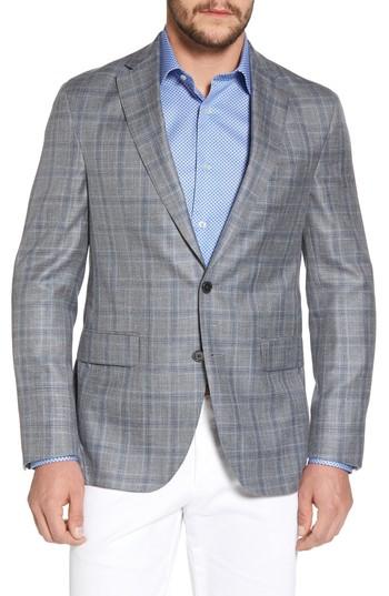 Men's David Donahue Arnold Classic Fit Plaid Wool Blend Sport Coat R - Grey