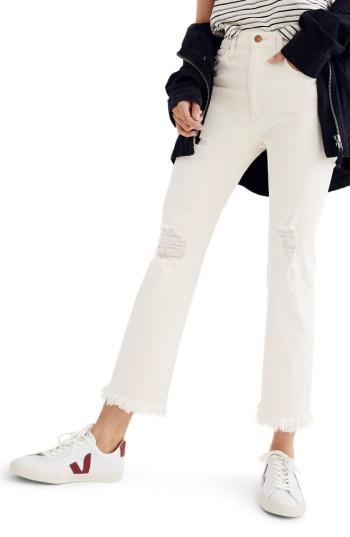 Women's Madewell Retro Ripped Bootcut Crop Jeans