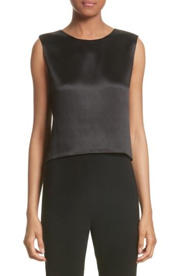 Women's Brandon Maxwell Silk Satin Crop Tank