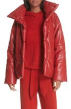 Women's Nanushka Hide Faux Leather Puffer Jacket - Red
