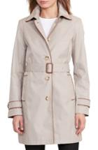 Women's Lauren Ralph Lauren Faux Leather Trim Trench Coat - Grey