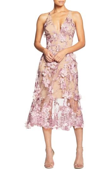 Women's Dress The Population Audrey Embroidered Fit & Flare Dress - Purple