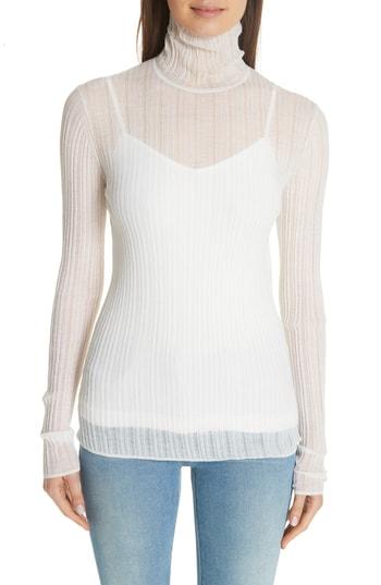 Women's Theory Lory Sheer Turtleneck - White