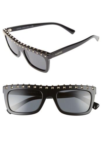 Women's Valentino Rockstud 51mm Rectangular Sunglasses -