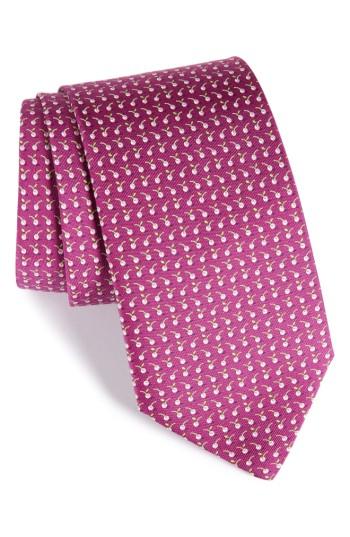 Men's Salvatore Ferragamo Fruit Silk Tie, Size - Purple