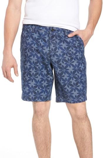 Men's French Connection Franju Floral Cotton Shorts - Blue