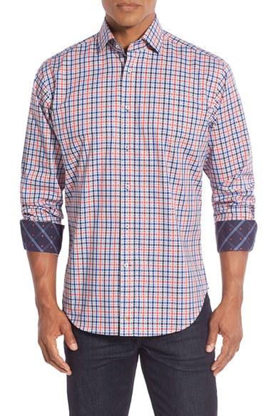 Men's Thomas Dean Classic Fit Dobby Check Sport Shirt