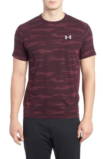 Men's Under Armour Threadborne Mesh Running T-shirt - Burgundy