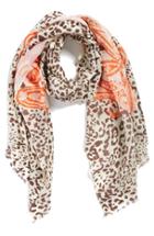 Women's La Fiorentina Mixed Print Wool Scarf, Size - Coral