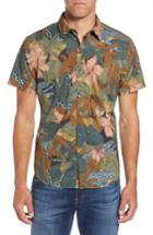 Men's Bonobos Riviera Slim Fit Roam Cat Print Sport Shirt R - Blue