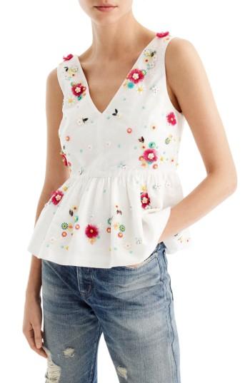 Women's J.crew Embellished Floral Top