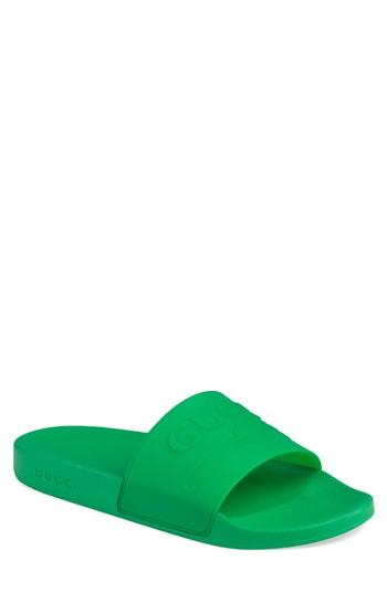Men's Gucci Pursuit Bar Logo Sport Slide Us / 6uk - Green